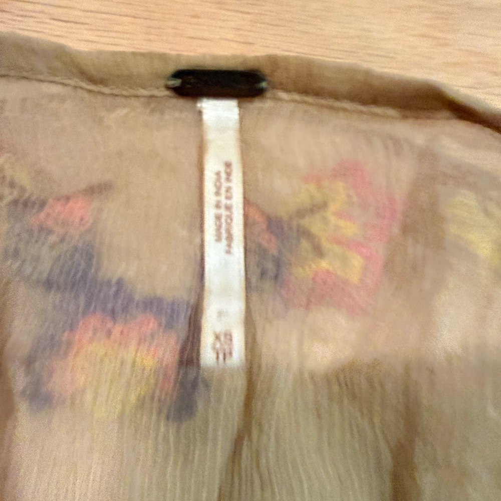 Free People Beige Camisole with Pink, Yellow & Purple Floral Embroidery - Picture 3 of 3